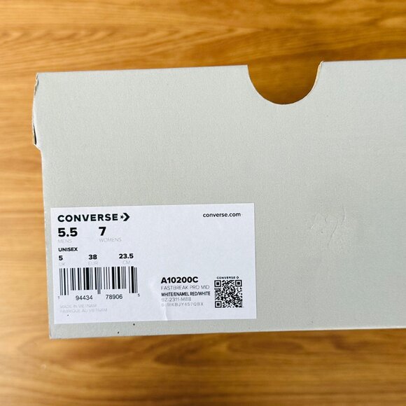 ⭐⭐Converse Fastbreak Pro Mid Leather Sz 7 Women's Shoes Skate White Red A10200C - Picture 9 of 11